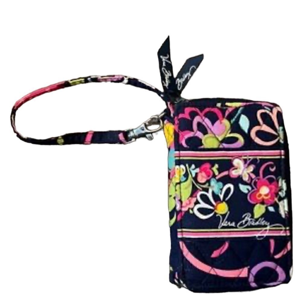 Vera Bradley Wristlet Wallet Navy Floral Print - Great Used Condition